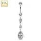 Piercing nombril Or  Blanc 14 Carats cascade larmes