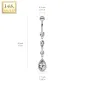 Piercing nombril Or  Blanc 14 Carats cascade larmes