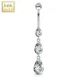 Piercing nombril Or  Blanc 14 Carats larmes