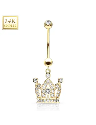 Piercing nombril Or 14 carats couronne