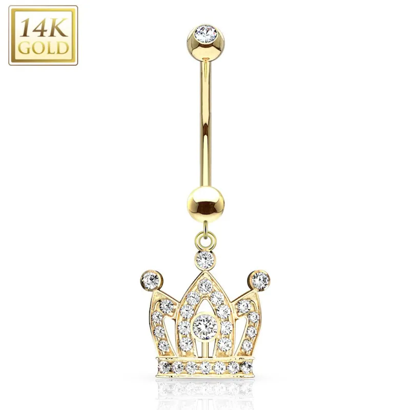 Piercing nombril Or 14 carats couronne