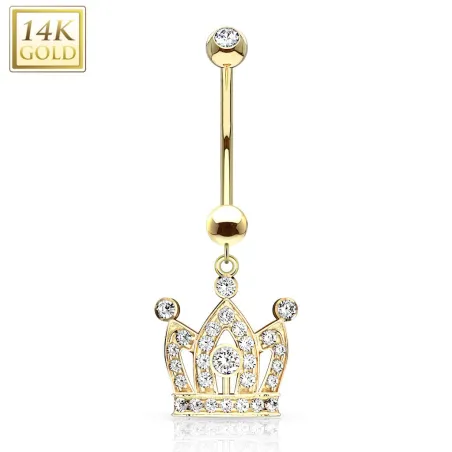 Piercing nombril Or 14 carats couronne