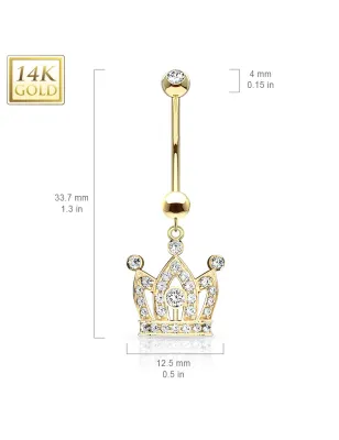 Piercing nombril Or 14 carats couronne