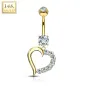 Piercing nombril Or 14 carats Coeur Gemmes