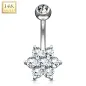 Piercing nombril Or  Blanc 14 Carats Fleur