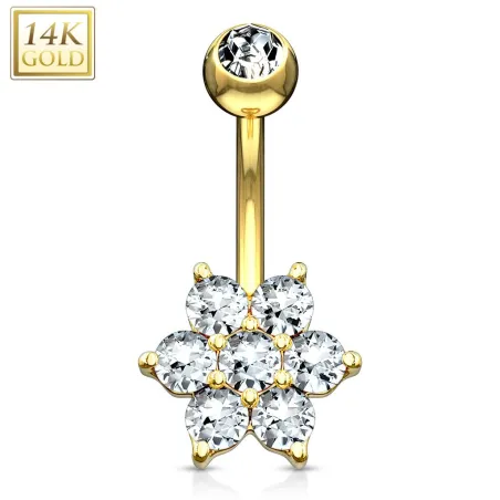 Piercing nombril Or Jaune 14 Carats Fleur