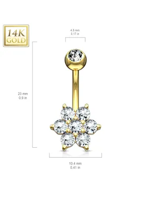 Piercing nombril Or Jaune 14 Carats Fleur