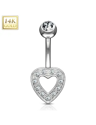 Piercing nombril Or Blanc 14 Carats coeur