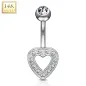 Piercing nombril Or Blanc 14 Carats coeur