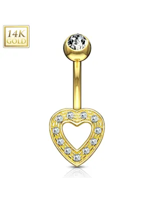 Piercing nombril Or Jaune 14 Carats coeur