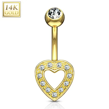 Piercing nombril Or Jaune 14 Carats coeur