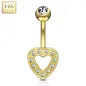 Piercing nombril Or Jaune 14 Carats coeur