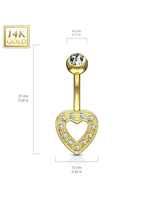 Piercing nombril Or Jaune 14 Carats coeur