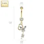 Piercing nombril Or jaune 14 carats papillon loop