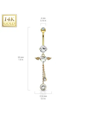 Piercing nombril Or 14 Carats Ailes d'Ange