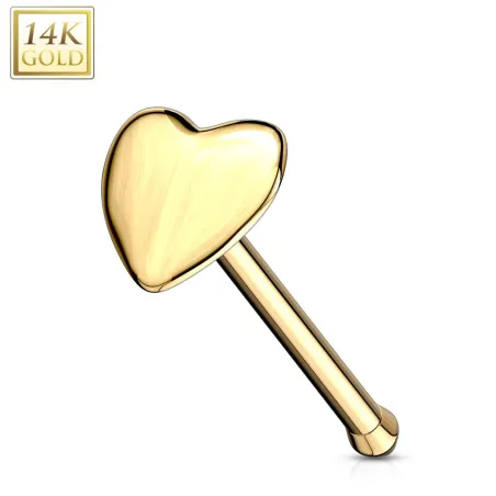 Piercing nez tige droite Or 14K Coeur