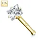 Piercing nez tige droite Or jaune 14 carats gemme carré