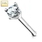 Piercing nez tige droite Or Blanc 14 carats pierre ronde