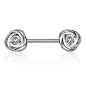 Piercing téton fleur roses avec strass