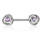 Piercing téton fleur roses avec strass rose