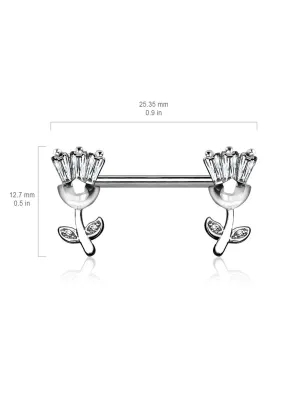 Piercing téton tulipes avec strass