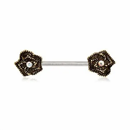 Piercing téton floral doré ancien