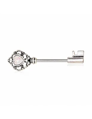 Piercing téton clef victorienne avec opale de synthèse