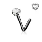 Piercing nez tige en L noir gemme coeur