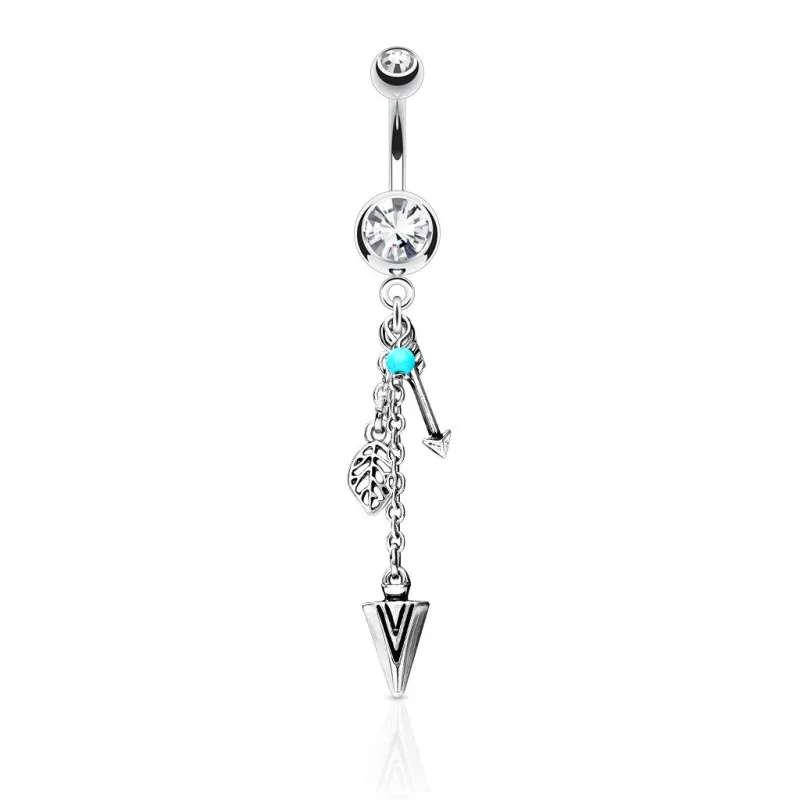 Piercing nombril pendentif tribal plume et flèche