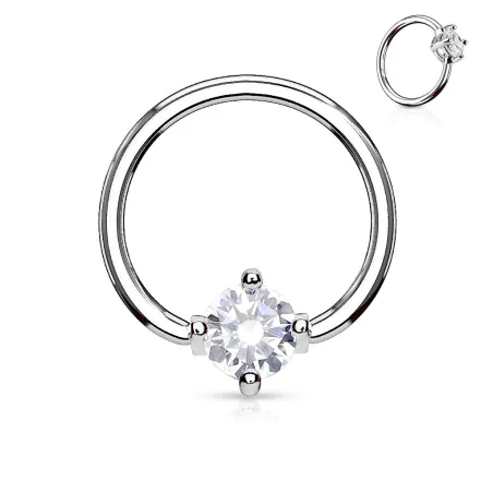 Piercing anneau captif pierre ronde violette