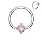 Piercing oreille teton anneau captif pierre ronde rose