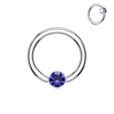 Piercing anneau captif cristal bleu