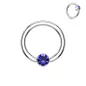 Piercing oreille anneau captif cristal bleu