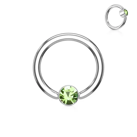 Piercing anneau captif cristal vert