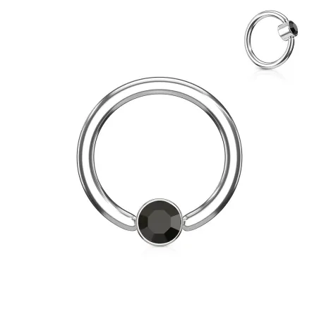 Piercing anneau captif cristal noir