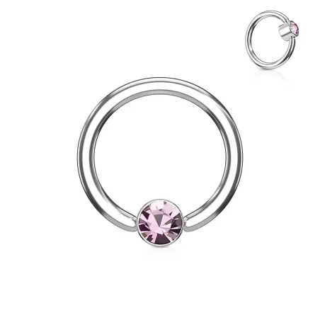 Piercing anneau captif cristal rose