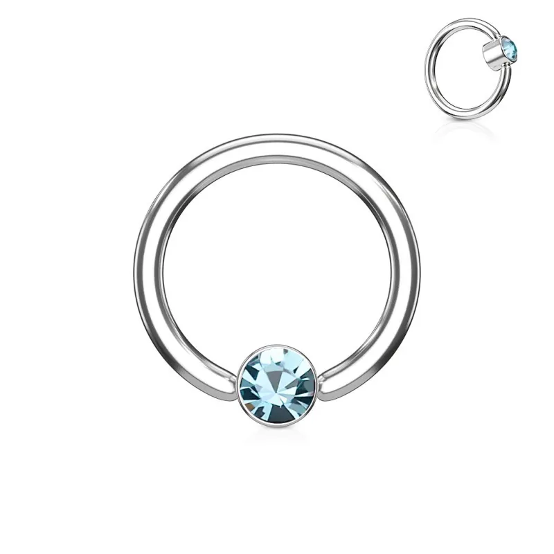 Piercing oreille anneau captif cristal turquoise