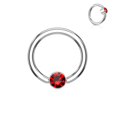 Piercing anneau captif cristal rouge