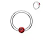 Piercing oreille anneau captif cristal rouge