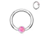 Piercing oreille teton anneau captif opale rose