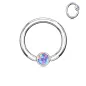 Piercing oreille teton anneau captif opale violet