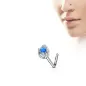 Piercing nez tige en L  larme opale bleue