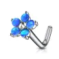 Piercing nez tige en L fleur 5 opales bleues