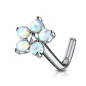 Piercing nez tige en L fleur 5 opales blanches