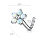 Piercing nez tige en L fleur 5 opales blanches