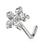 Piercing nez tige en L fleur 6 gemmes blancs