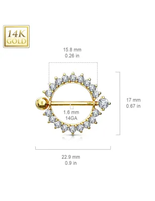 Piercing Bouclier Téton en Or 14K véritable