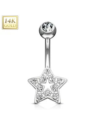 Piercing nombril Or Blanc 14 Carats étoile