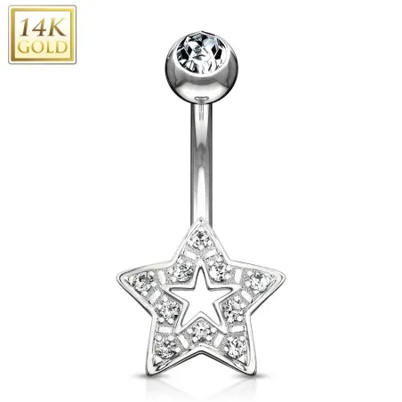 Piercing nombril Or Blanc 14 Carats étoile