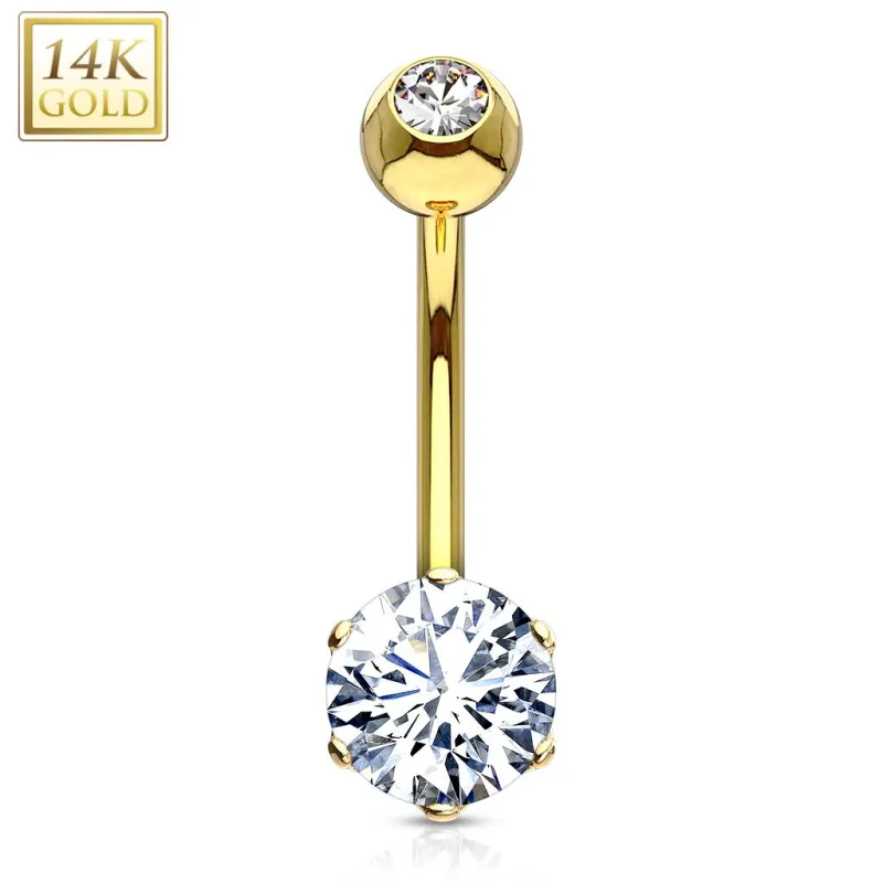 Piercing nombril Or 14 carats serti d'un gemme